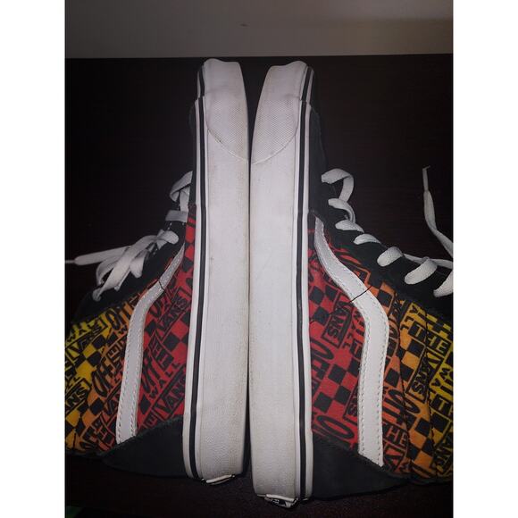 Vans Sk8 Hi Logo Flame Mens 8.5 Lace Up Off the Wall Skateboarding Black - Picture 8 of 13